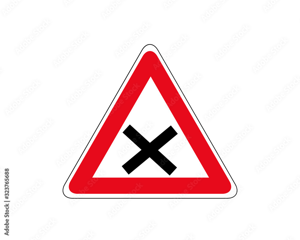 illustration of triangle warning sign for intersection illustration of triangle warning sign for intersection