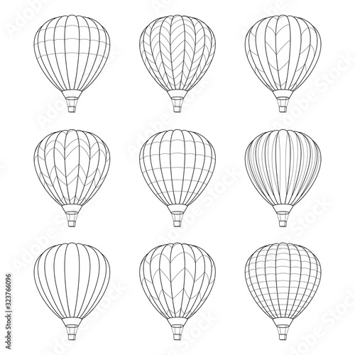 Set of Air Balloon Icons isolated on White