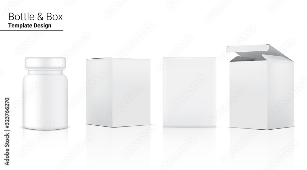 Medicine Bottle Mock up Realistic For Cosmetic and Box for Skincare ...