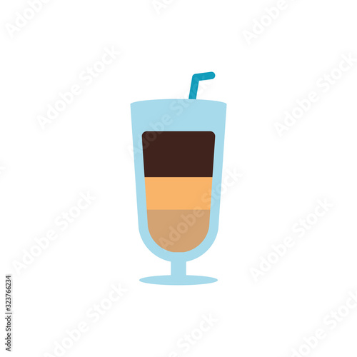 Isolated iced coffee glass flat style icon vector design