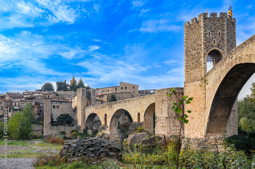 Besalu medieval village in Girona, Catalonia, Spain.
