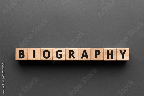 Φωτογραφία Biography - words from wooden blocks with letters, the life story biography conc