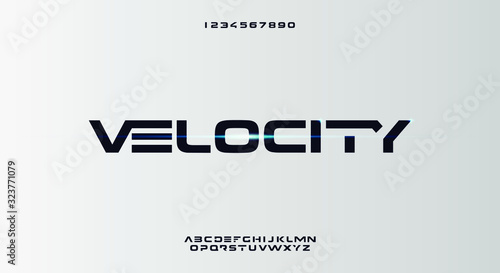 Velocity, an abstract sporty technology alphabet font. digital space typography vector illustration design	
