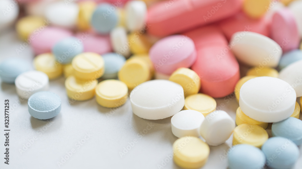 Sedative pills close-up painkiller tablets shot Sedative pills close-up painkiller tablets shot