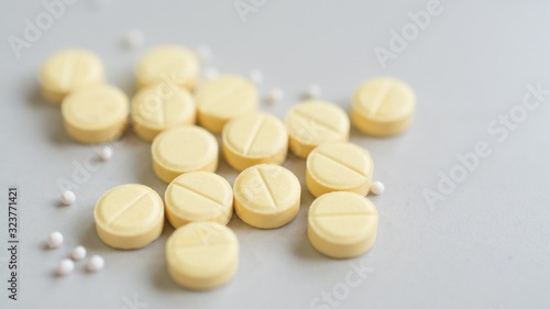 Sedative pills close-up painkiller tablets shot