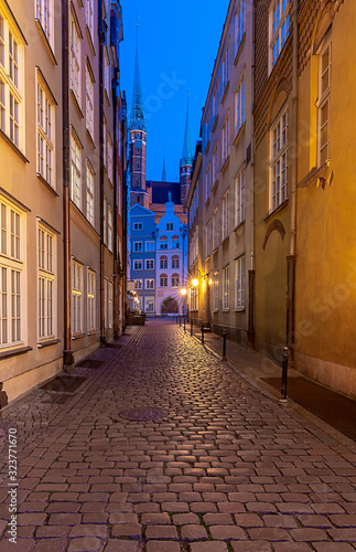 Gdansk. Old narrow medieval street. © pillerss