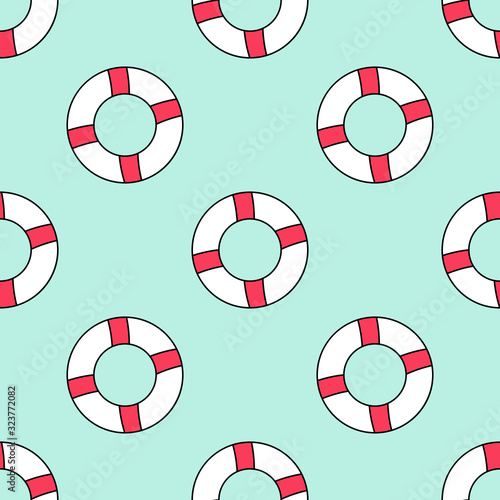 Lifebuoys seamless repeat vector pattern for wrapping paper,prints,fabrics.