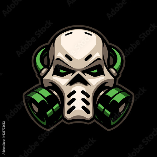 Skull gas mask respirator illustration