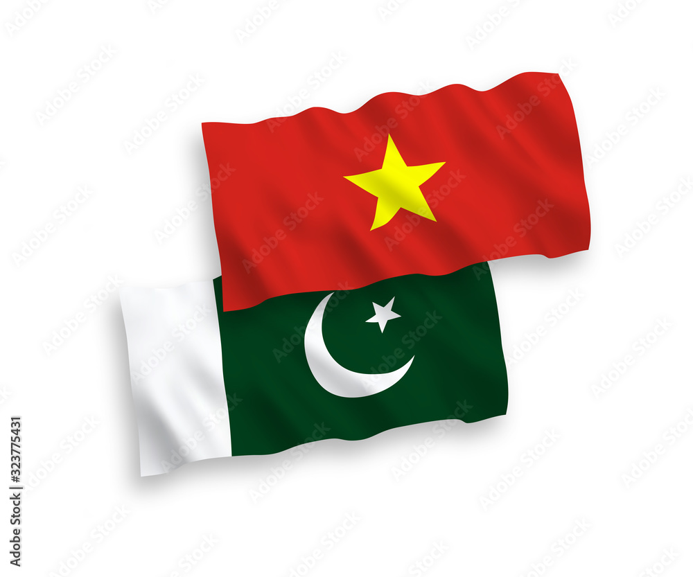 Flags of Pakistan and Vietnam on a white background Flags of Pakistan and Vietnam on a white background