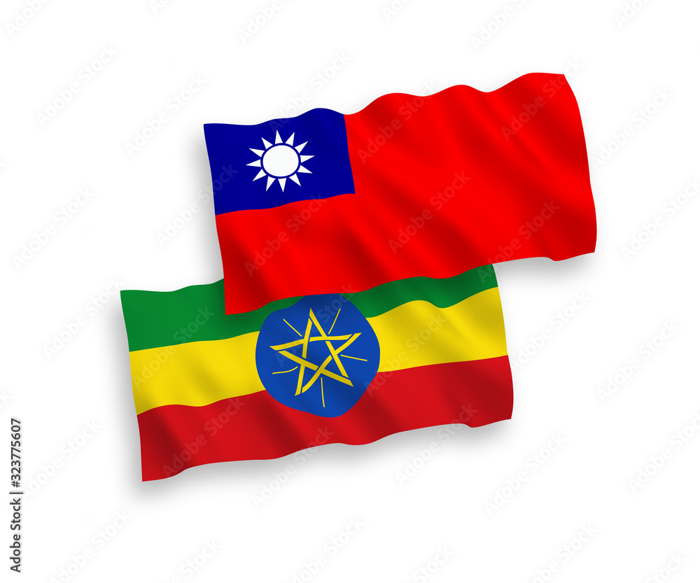 Flags of Ethiopia and Taiwan on a white background Flags of Ethiopia and Taiwan on a white background