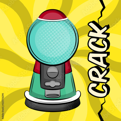 Gumball machine on a comic background