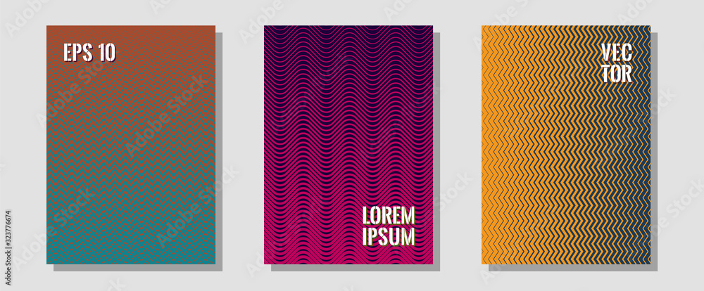 Cool flyers set, vector halftone poster backgrounds.