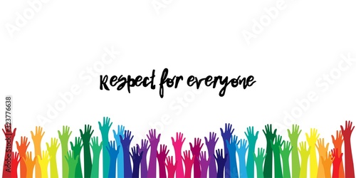 Raised Up Hands in Rainbow Colors. Pride Parade, LGBT Tolerance. 