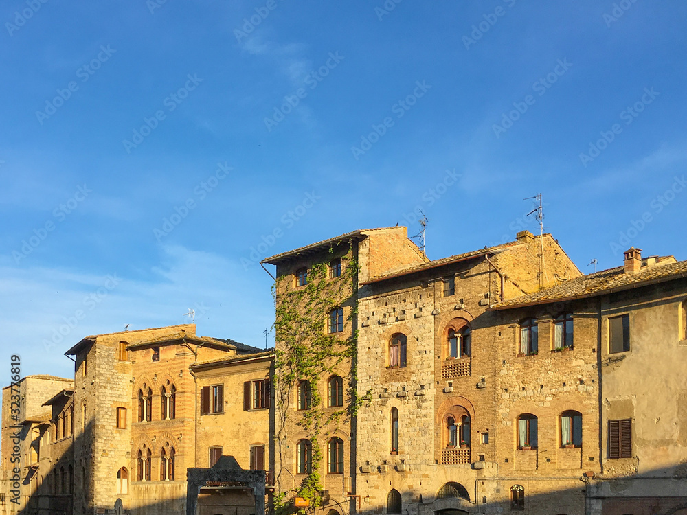 Piazza della Cisterna in San Gimignano, Italy.