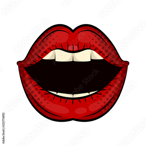 Isolated comic woman mouth