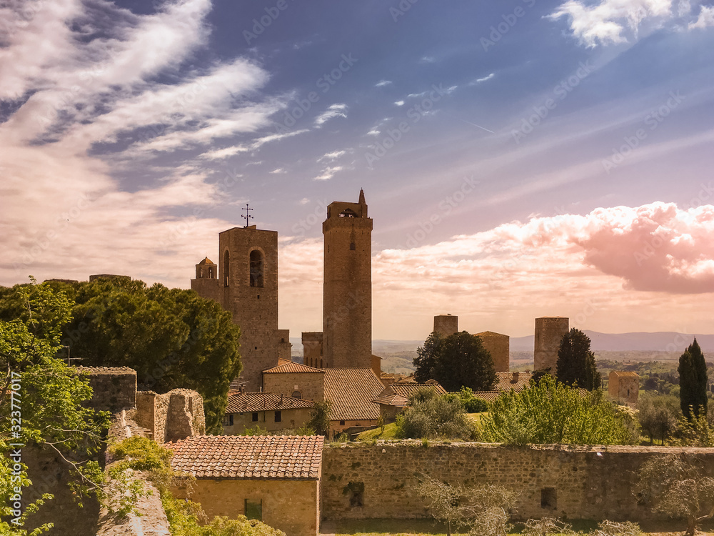 San Gimignano’s medieval towers in Tuscany, Italy.
