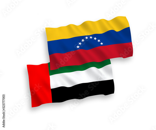 Flags of Venezuela and United Arab Emirates on a white background