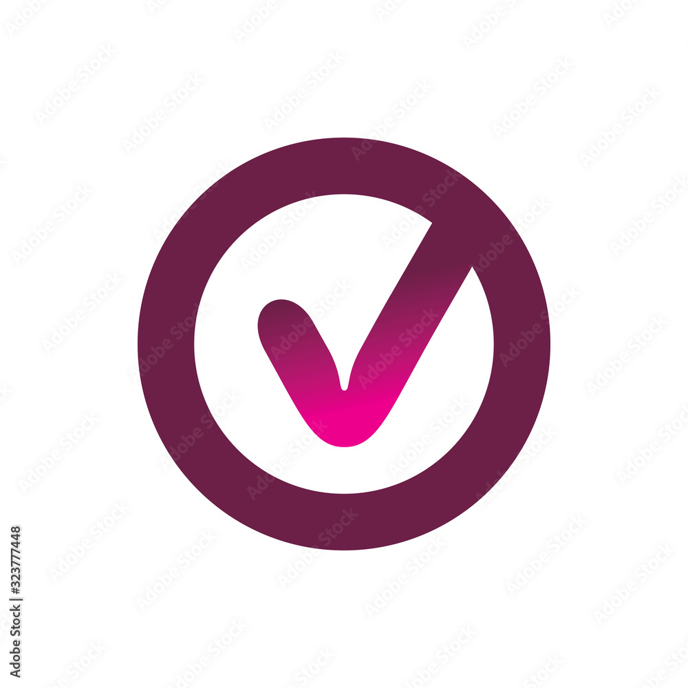 circle color line check letter v logo design circle color line check letter v logo design
