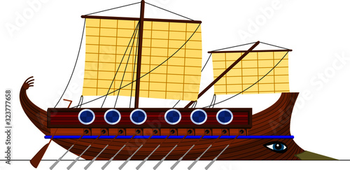 Greek Ancient Ship On White Background