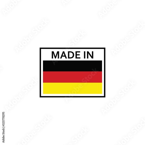 Made in germany badge with flag elements. germay product emblem, Vector illustration