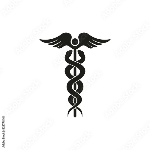medical caduceus icon symbol, Medical Symbol. Healthy Icon. isolated on white background, vector Illustration