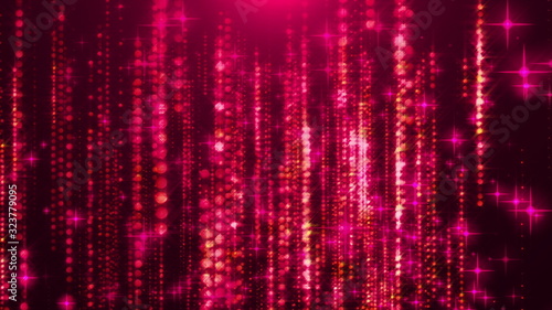 Computer generated beautiful background from stars, sparkles and garlands. 3d rendering of glamour rain