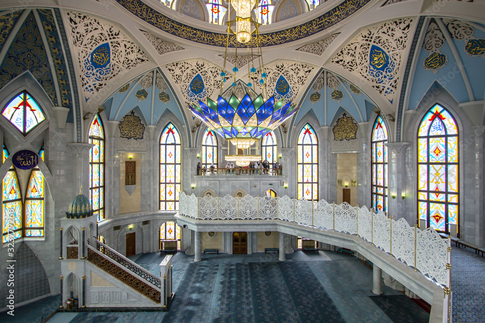 Interior of the Kul Sharif Mosque in Kazan, Russia