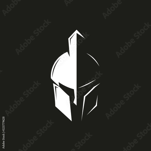Spartan helmet logo design template, vector icon Illustration photo