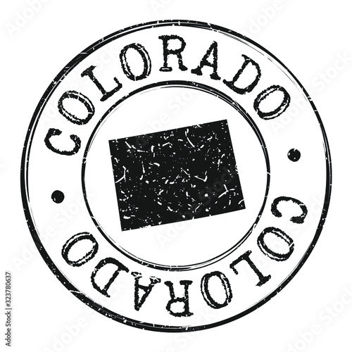 Colorado Map Silhouette Postal Passport Stamp Round Vector Icon.