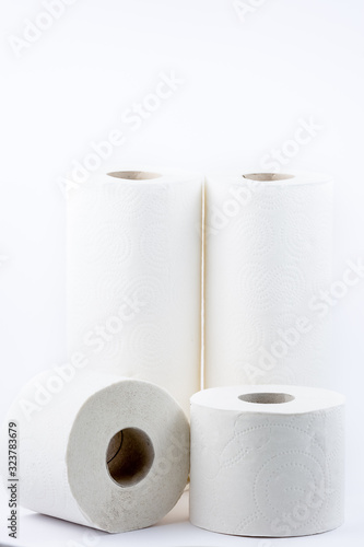 A large white toilet paper roll for use in bathrooms or kitchens, used for cleaning dirt in the bathroom on white background