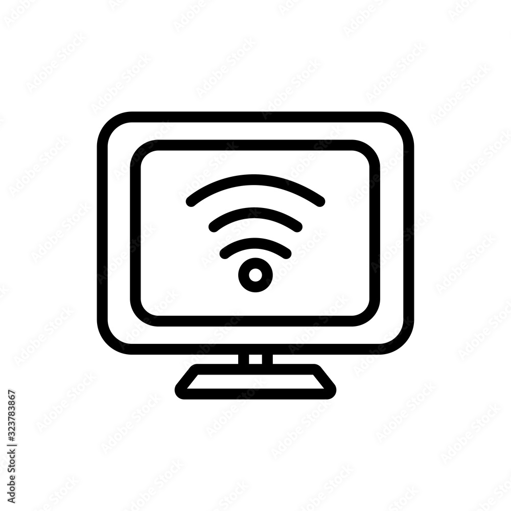 Isolated computer and wifi line style icon vector design Isolated computer and wifi line style icon vector design
