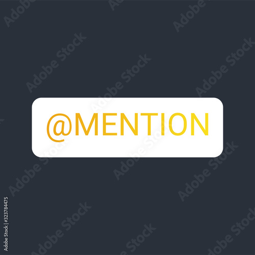 Mention color element. Social media button. Sign for web page, mobile app, banner, social media. Editable stroke.