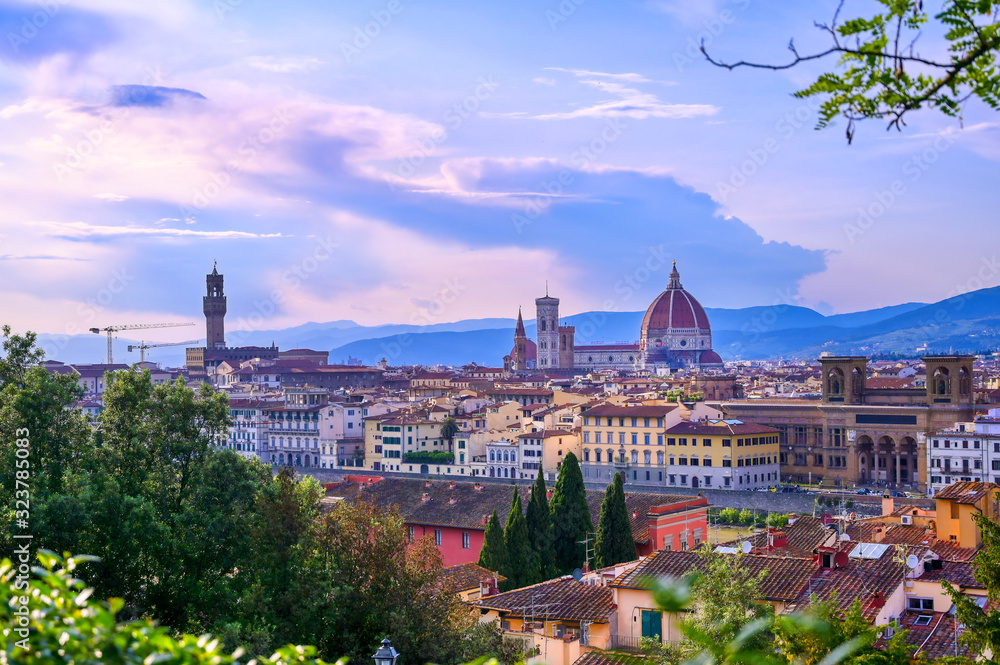 A view of the Florence Cathedral located in Florence, Italy. A view of the Florence Cathedral located in Florence, Italy.
