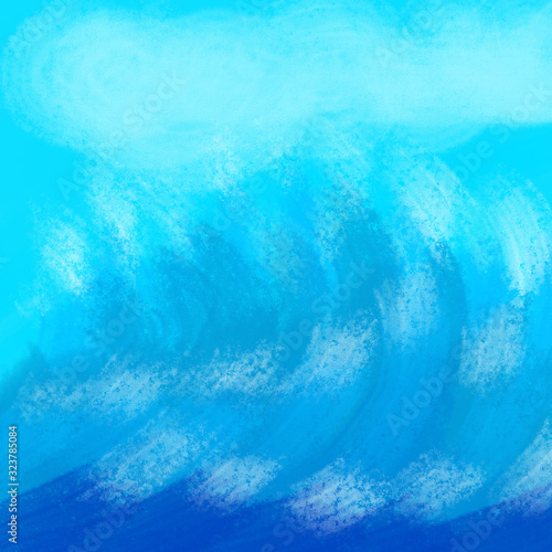 abstract background painted with watercolor and oil paint brush strokes and splashes and stains, white and bibyzhan and blue