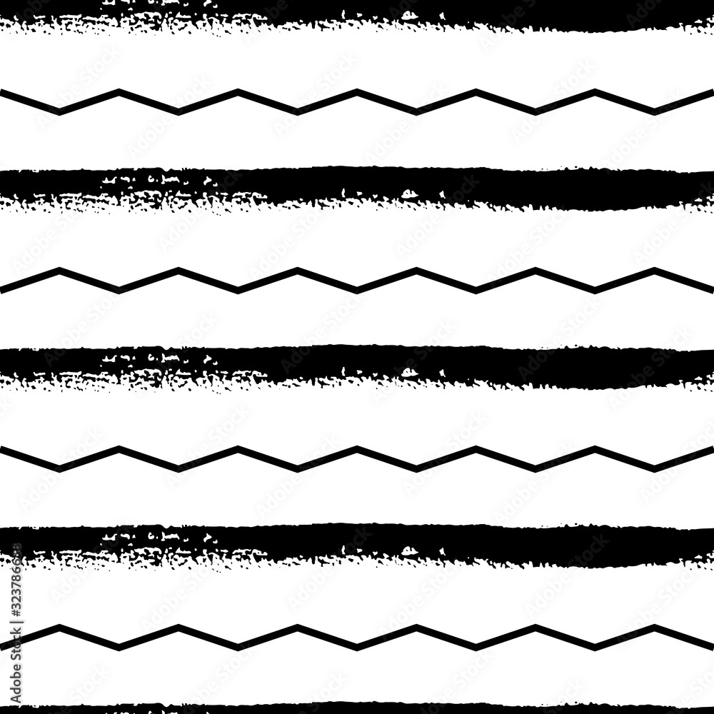 Monochrome seamless pattern with lines. Vector illustration.