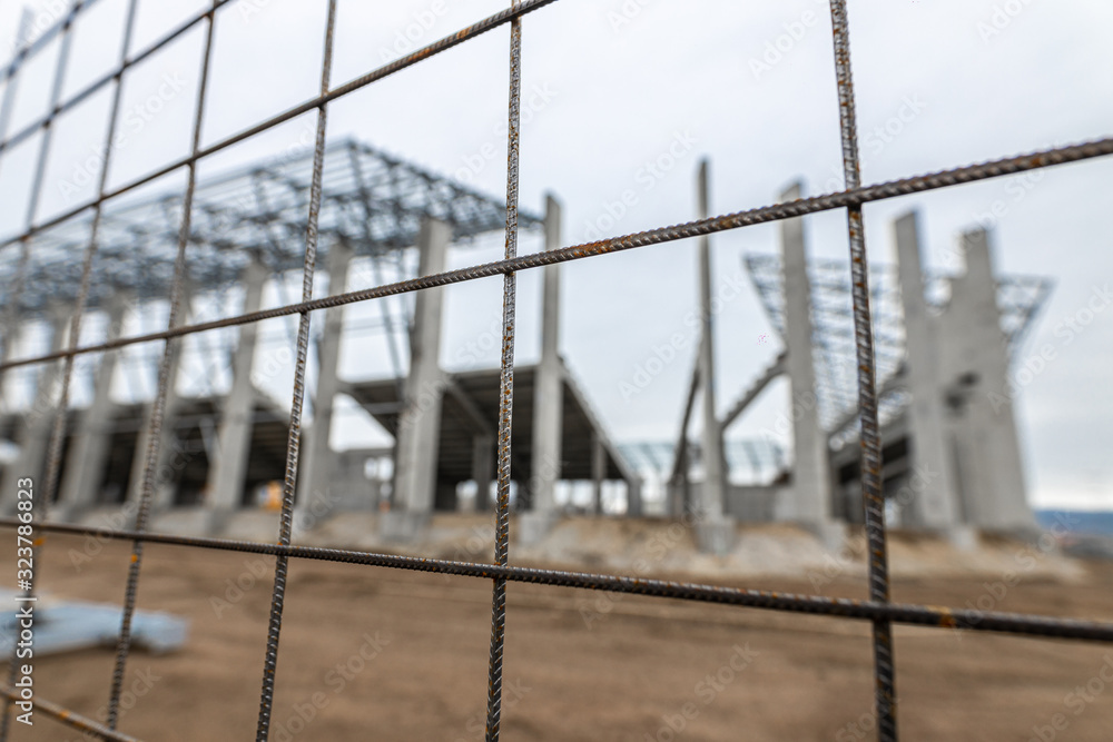 Construction process of a new football stadion Construction process of a new football stadion