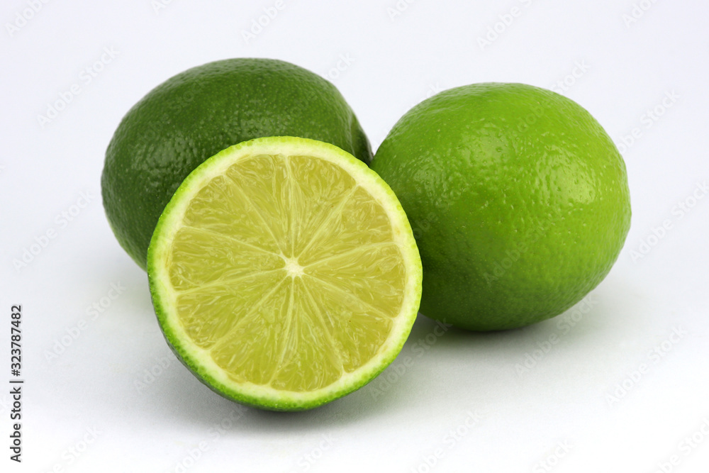 Juicy lime isolated on white background.