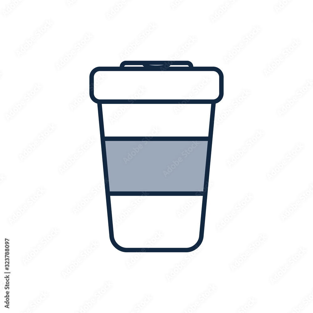 Isolated coffee mug half line half color style icon vector design Isolated coffee mug half line half color style icon vector design