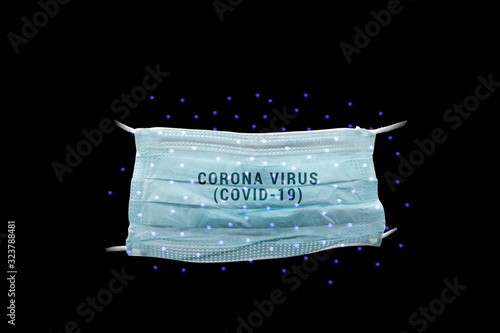 Wallpaper Mural mask in black background with droplets and text Torontodigital.ca