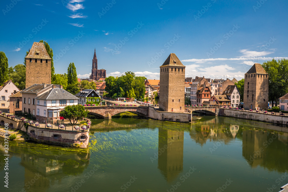 Medieval bridge Ponts Couverts, Barrage Vauban, Strasbourg, Alsase, France