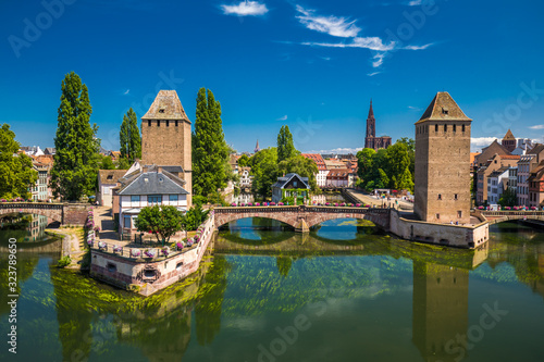 Medieval bridge Ponts Couverts, Barrage Vauban, Strasbourg, Alsase, France