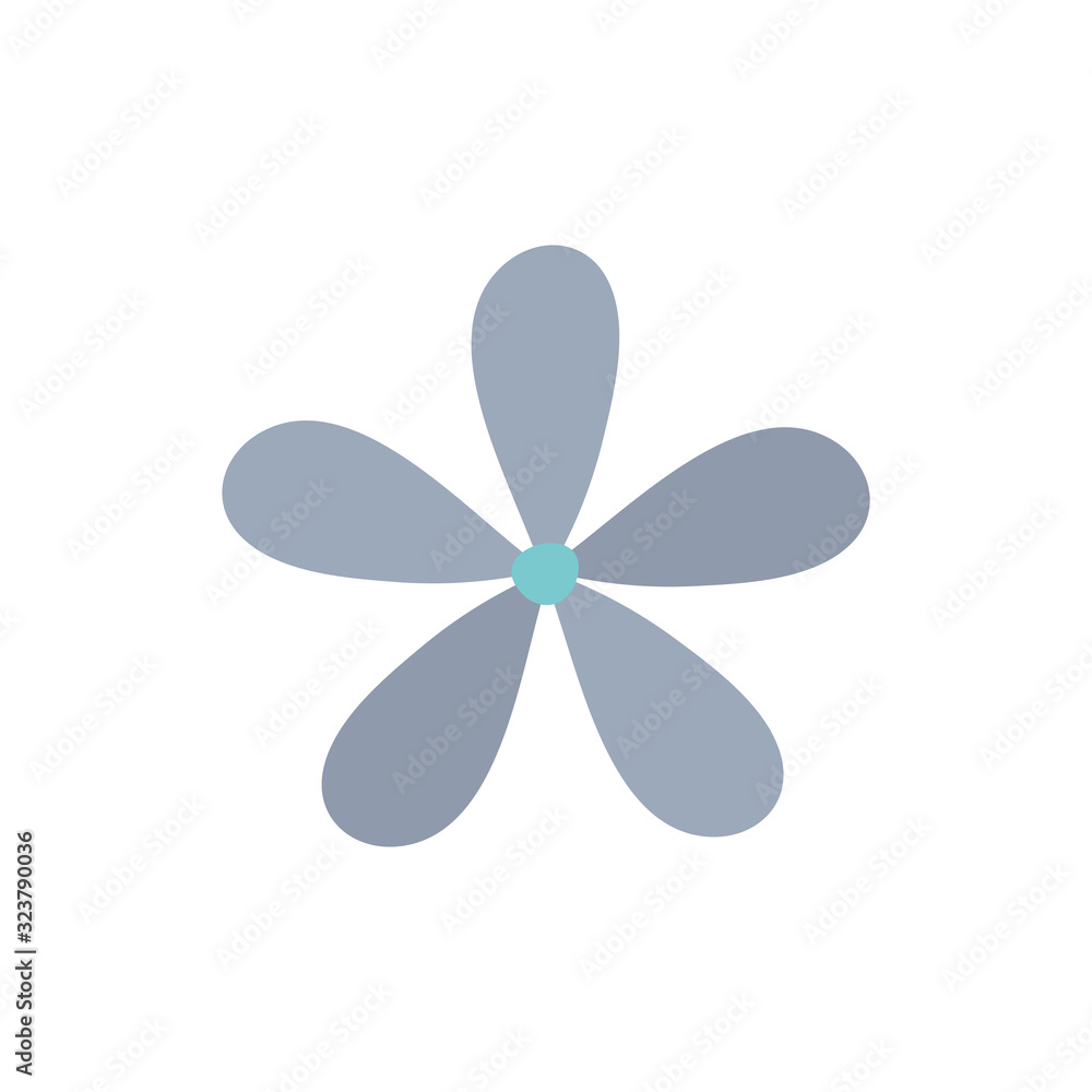 Isolated blue flower flat style icon vector design Isolated blue flower flat style icon vector design