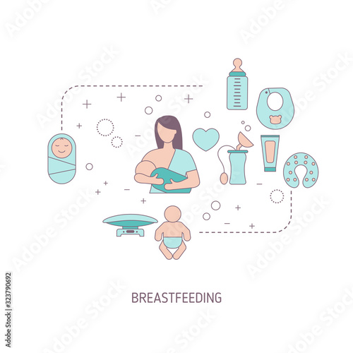 Baby breastfeeding concept