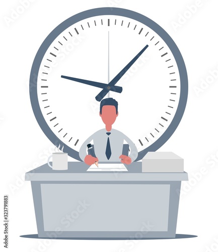 Time management - pledge of success. Business planning and results. Vector flat design illustration.