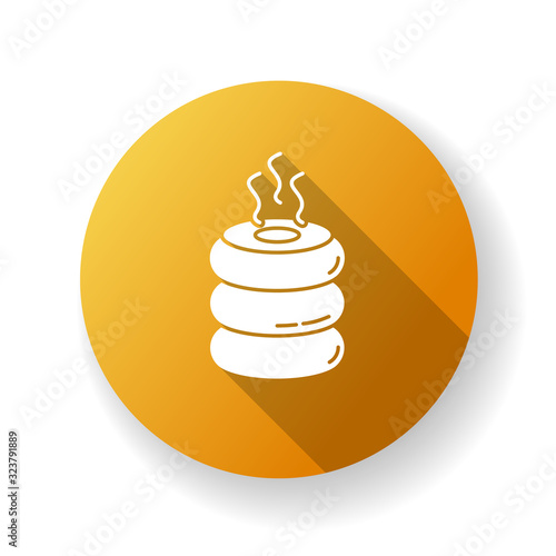 Air purifier, steam humidifier yellow flat design long shadow glyph icon. Household appliance, domestic air ionizer, water vaporizer, conditioning domestic device. Silhouette RGB color illustration