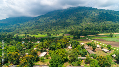 Aerial view of endless lush pastures and farmlands of morogoro town, Tanzania photo