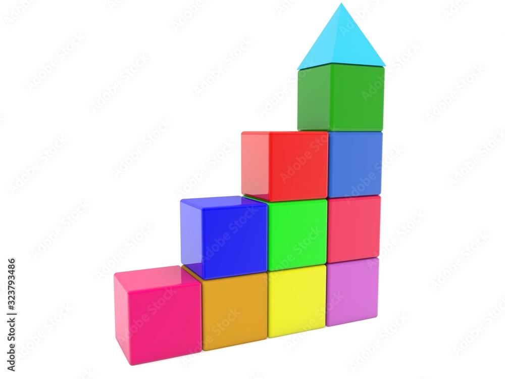 Toy cube tower on white background Toy cube tower on white background