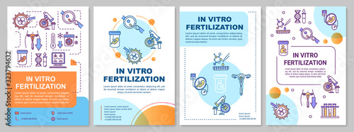 In vitro fertilization brochure template. Reproductive technology. Flyer, booklet, leaflet print, cover design with linear icons. Vector layouts for magazines, annual reports, advertising posters