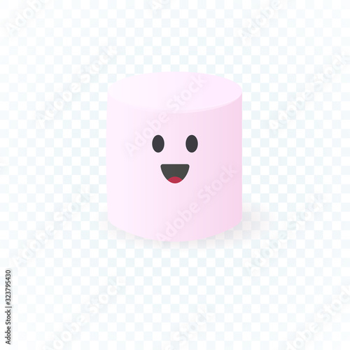 Cute simple character of american marshmallow smile face for chewy sweets logo isolated closeup vector illustration on transparent background