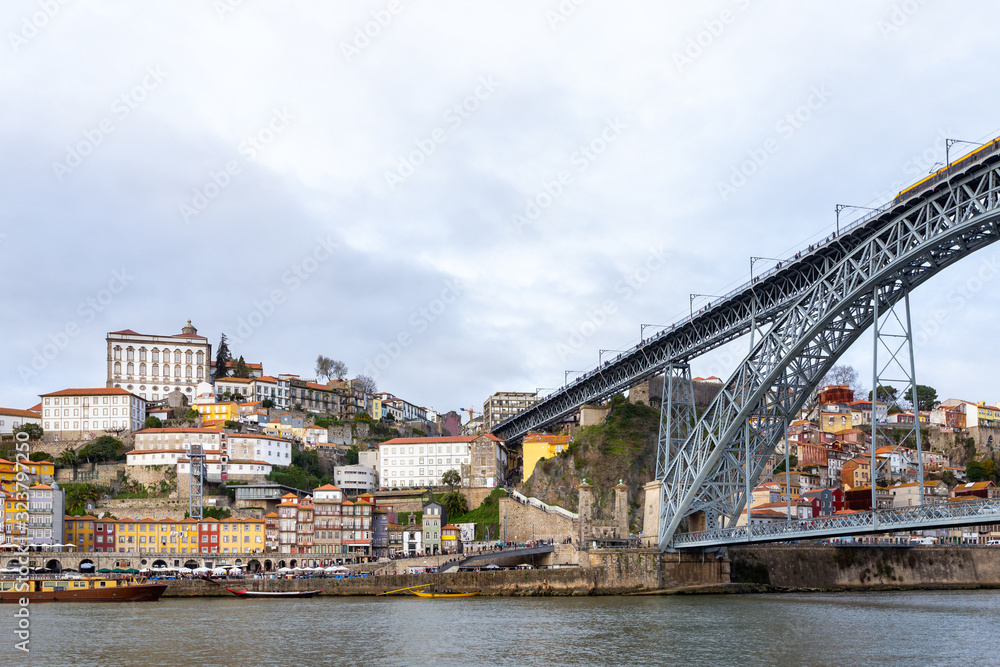 Porto, Portugal. Panoramic cityscape image of Porto, Portugal with the famous Luis I Bridge and the Douro River